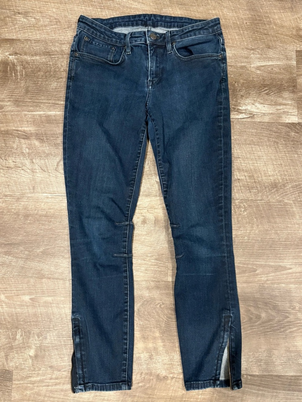 Helmut Lang Ankle Zip Skinny Jeans Size 27 Made in USA Dark Wash Moto